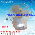 Solar Rechargeable Wall & Table 2 in 1 Fan with LED Light & Remote Control